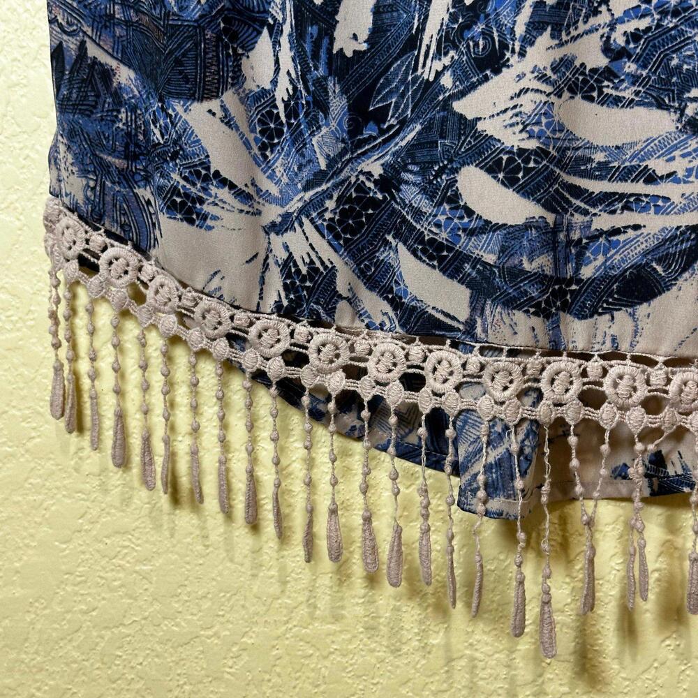 RED Saks Fifth Avenue nude‎ floral sheer fringe top size S - Picture 5 of 9